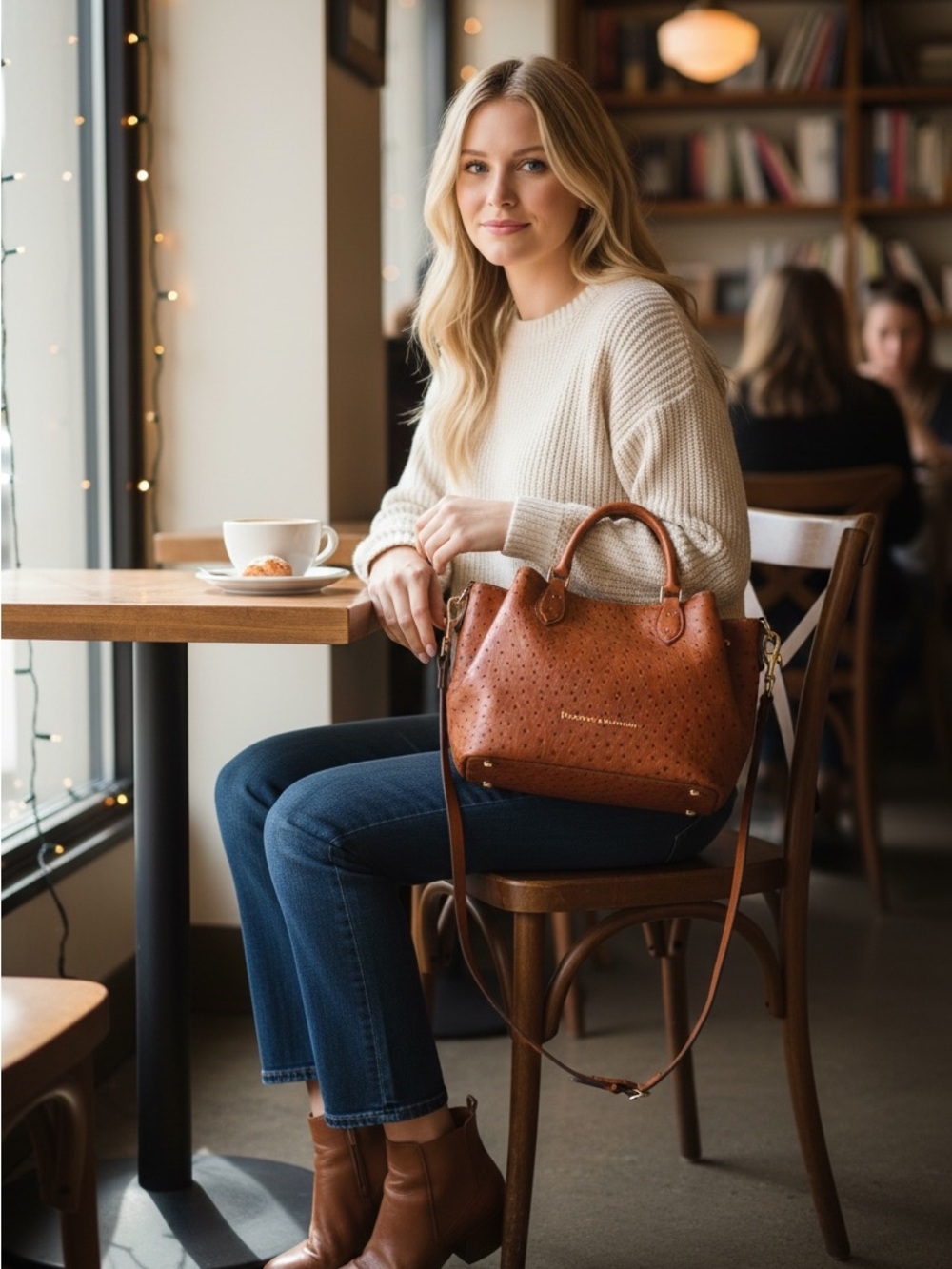 Dooney and Bourke Ostrich embossed Barlow large  Leather Satchel